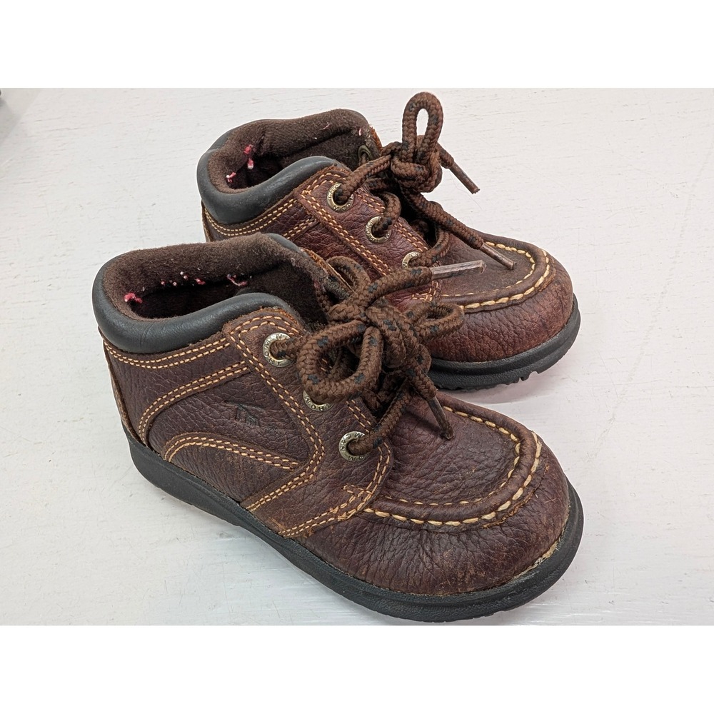 Thom McAn Ankle‎ Boots Toddler Size 7W Leather Brown Lace Up Skid Resistant